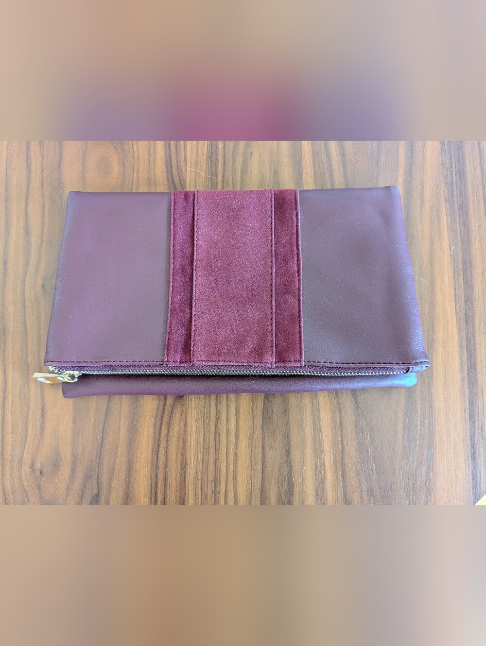 summer & rose Burgundy Fold Over Clutch
